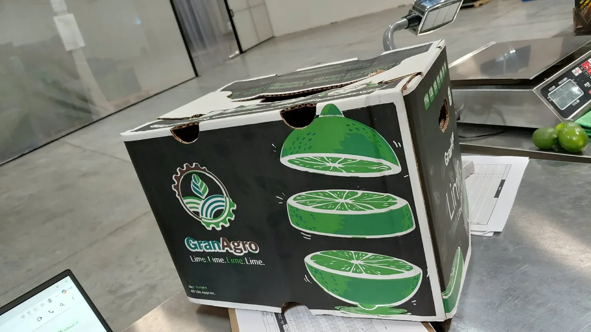 Commercial Persian lime box used within Vegetally's partner packing program